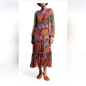 FARM RIO Colorful MAXI Long Sleeve Dress